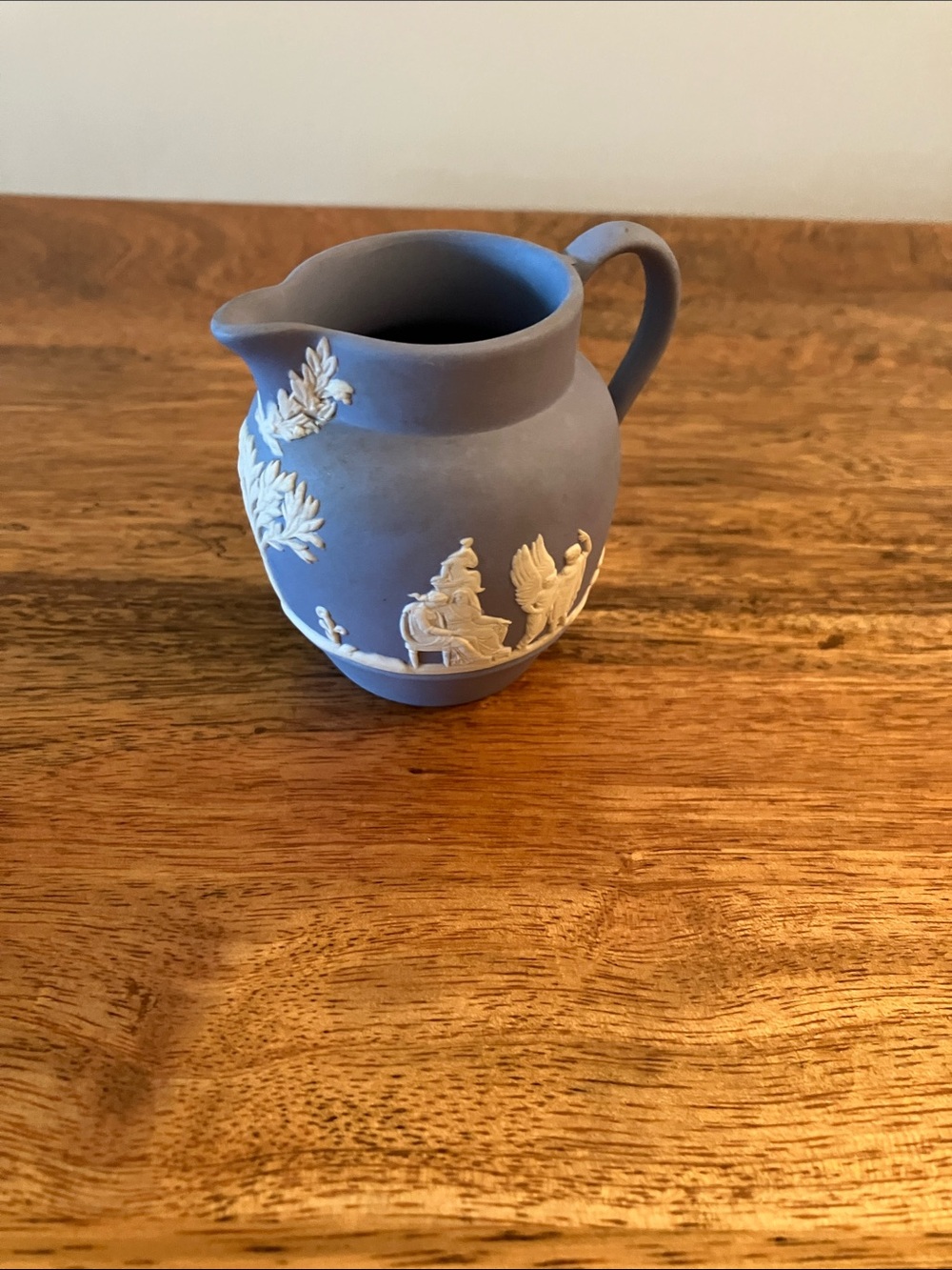 Wedgwood Jasperware Mini Creamer Pitcher Blue White Classical Relief Vintage